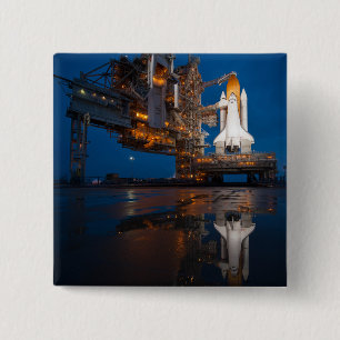 Bóton Quadrado 5.08cm Lançamento do Blue Sky for Space Shuttle Atlantis