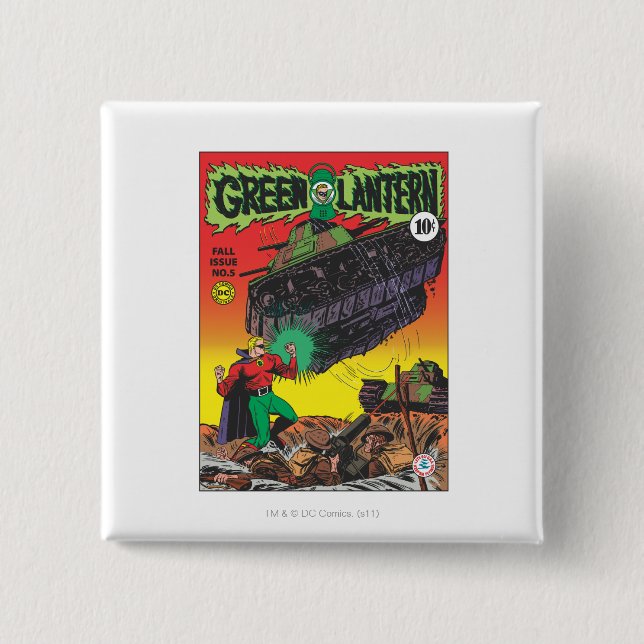 Bóton Quadrado 5.08cm Lanterna verde nas trincheiras (Frente)