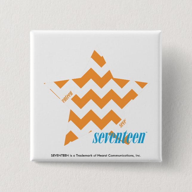 Bóton Quadrado 5.08cm Laranja 3 do ziguezague (Frente)