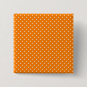 Bóton Quadrado 5.08cm Laranja e Pontos Brancos