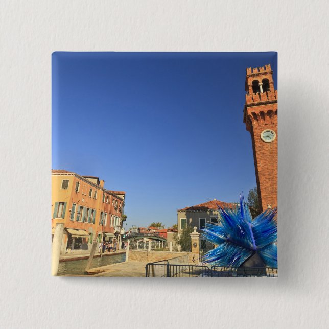 Bóton Quadrado 5.08cm Large Glass States and Bell Tower, Itália (Frente)