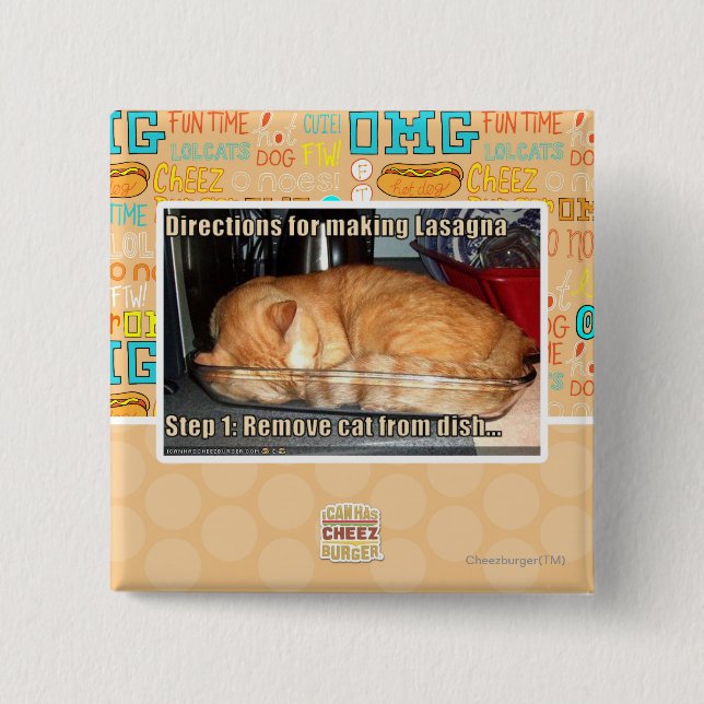 Bóton Quadrado 5.08cm Lasanhas do fazer (Frente)