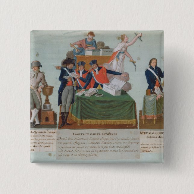 Bóton Quadrado 5.08cm Lavoisier, Comite de Surete Generale (Frente)