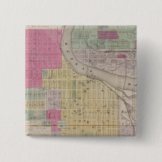 Bóton Quadrado 5.08cm Lawrence, Kansas (Frente)