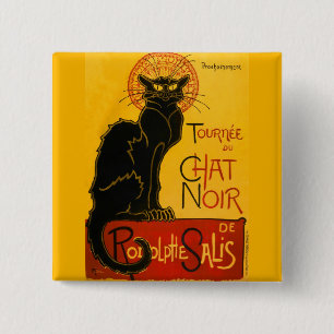 Bóton Quadrado 5.08cm Le Chat Noir O Gato Negro Art Nouveau Vintage