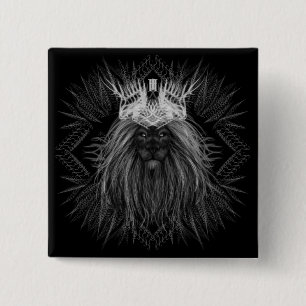 Bóton Quadrado 5.08cm Leão com Monograma Coroa