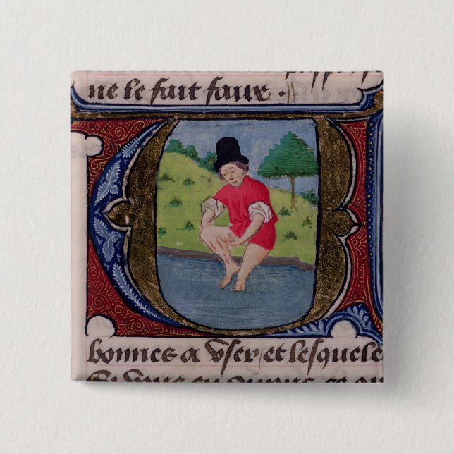 Bóton Quadrado 5.08cm Leeching, 'de Traite de Medecine' (Frente)