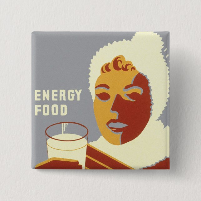 Bóton Quadrado 5.08cm Leite para o calor (Frente)