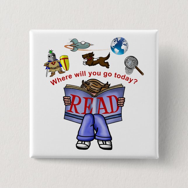 Bóton Quadrado 5.08cm Leitura (Frente)