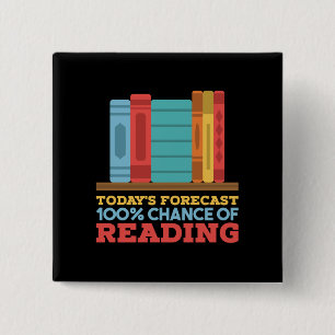 Bóton Quadrado 5.08cm Leitura - 100% de chance de ler livros engraçados