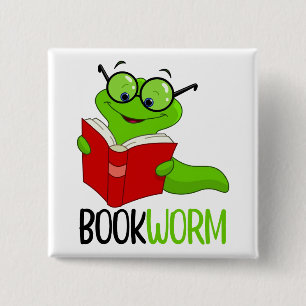 Bóton Quadrado 5.08cm Leitura do worm de livros