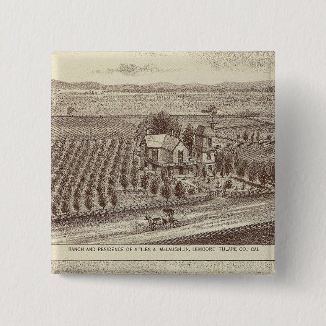 Bóton Quadrado 5.08cm Lemoore, fazendas de Armona (Frente)