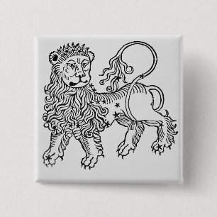 Bóton Quadrado 5.08cm Leo (o leão) uma ilustração 'do Poeticon