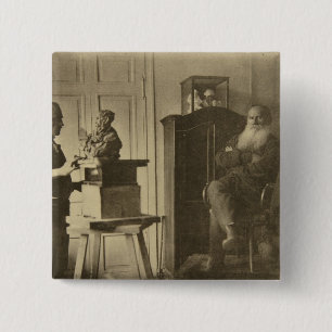 Bóton Quadrado 5.08cm Léon Tolstói e o príncipe Paolo do escultor