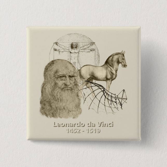 Bóton Quadrado 5.08cm Leonardo da Vinci (Frente)