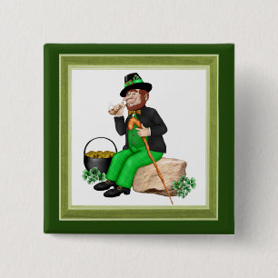 Bóton Quadrado 5.08cm Leprechaun Dourado