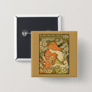 Bóton Quadrado 5.08cm L'Ermitage French Nouveau Woman no Campo da Flor