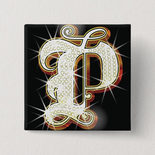 Bóton Quadrado 5.08cm Letra Bling P (Frente)