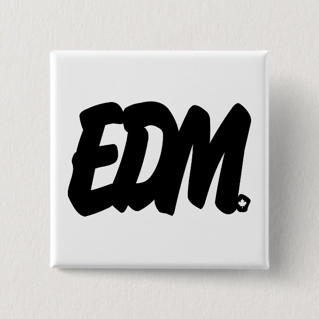 Bóton Quadrado 5.08cm Letras de EDM (Frente)
