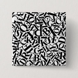 Bóton Quadrado 5.08cm Letras do Alfabeto