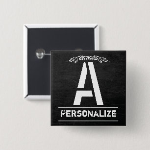 Bóton Quadrado 5.08cm Letras Monográficas