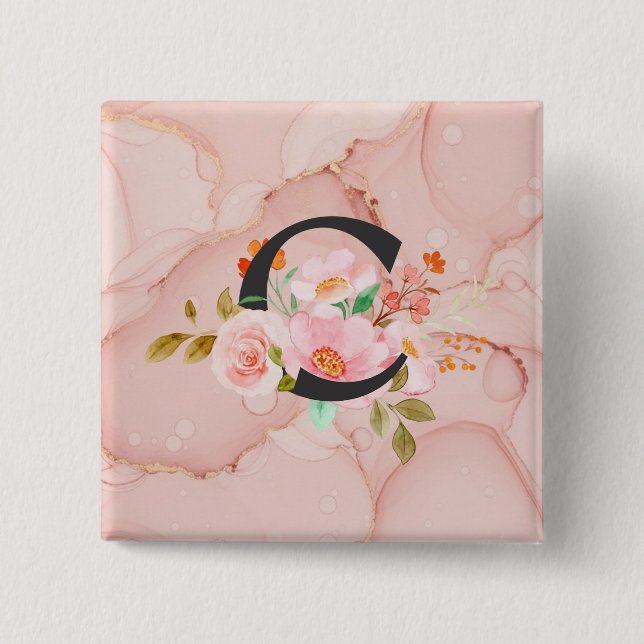 Bóton Quadrado 5.08cm Letter C (Frente)