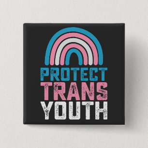 Bóton Quadrado 5.08cm LGBT Orgulho Protege Crianças Transexuais de Joven