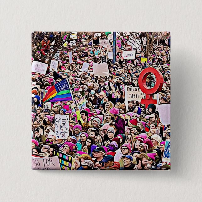 Bóton Quadrado 5.08cm LGBT & sinal do arco-íris no botão do março das (Frente)