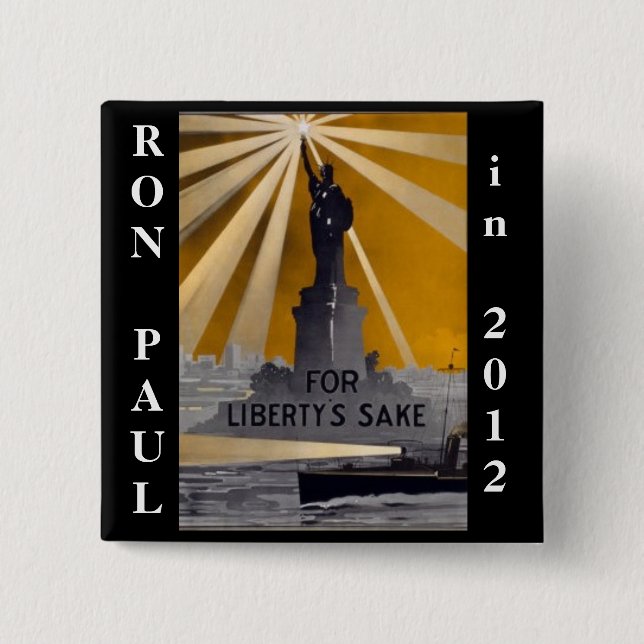Bóton Quadrado 5.08cm liberdade 2012 de Ron Paul (Frente)