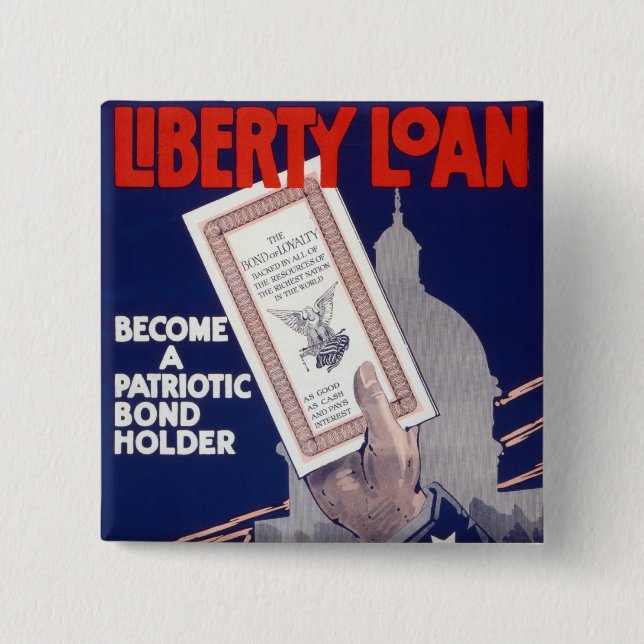 Bóton Quadrado 5.08cm Liberty Loan (Frente)