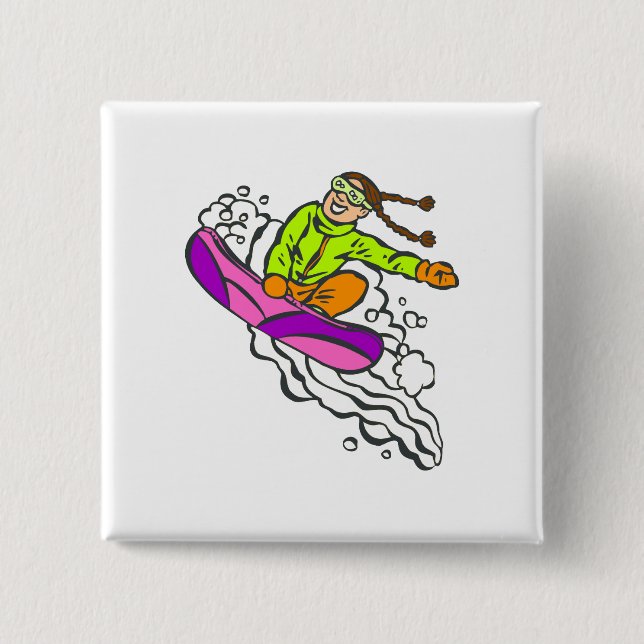 Bóton Quadrado 5.08cm Ligação em ponte da menina (Frente)