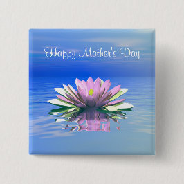 Bóton Quadrado 5.08cm Lily de água rosa dia de as mães