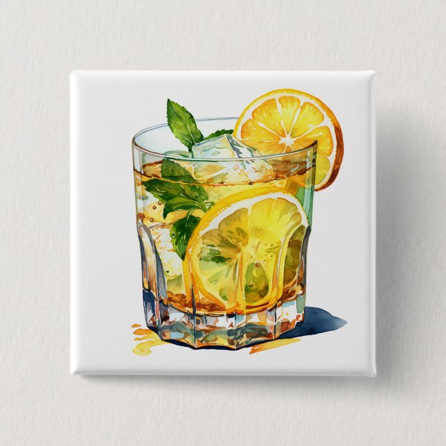 Bóton Quadrado 5.08cm Limonada Cocktail Beber (Frente)