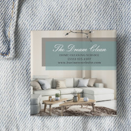 Bóton Quadrado 5.08cm Limpando o Serviço Limpo de Casa Moderno