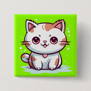 Bóton Quadrado 5.08cm Linda Gato Estilo Kawaii Clipart-47758