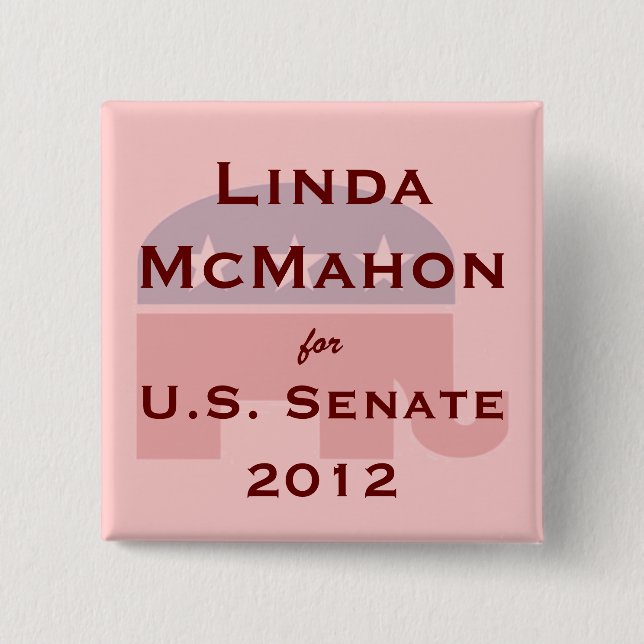 Bóton Quadrado 5.08cm Linda McMahon para o botão do Senado dos E.U. (Frente)