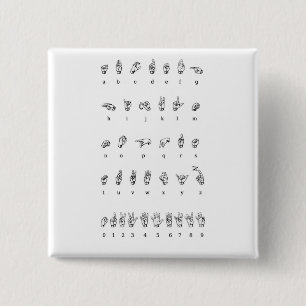 Bóton Quadrado 5.08cm Linguagem gestual americano (ASL)