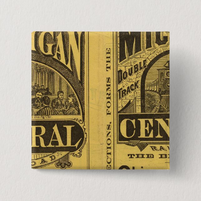 Bóton Quadrado 5.08cm Linha Central do Michigan (Frente)