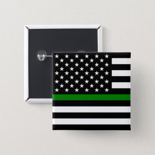 Bóton Quadrado 5.08cm Linha Verde fina - Bandeira Militar e Veteranos Am