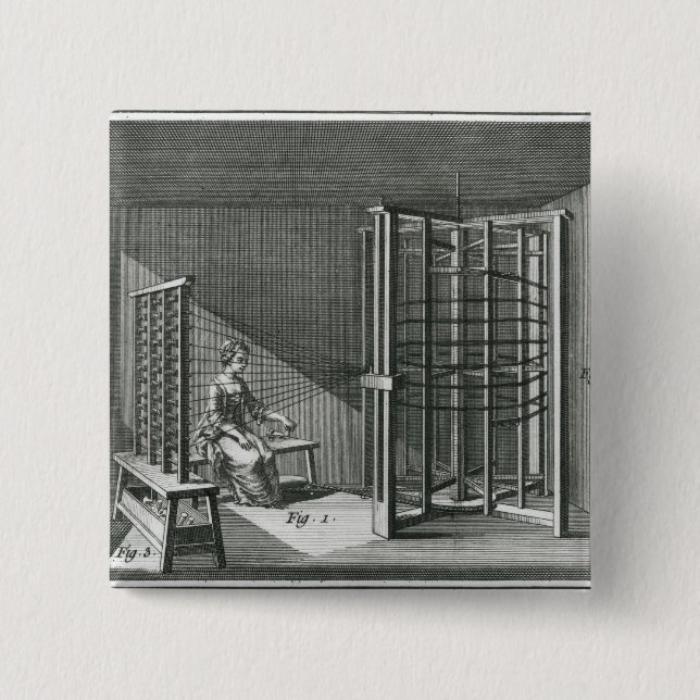 Bóton Quadrado 5.08cm Linhas de seda de entortamento, ilustração (Frente)