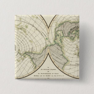 Bóton Quadrado 5.08cm Linhas isodinâmicas do mundo