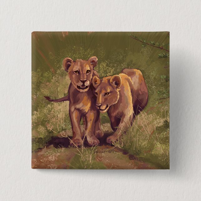 Bóton Quadrado 5.08cm Lion Cubs (Frente)