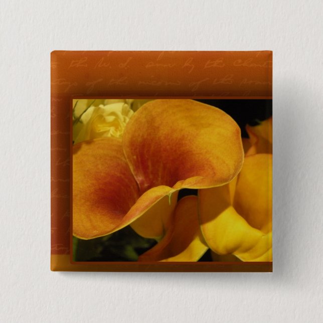 Bóton Quadrado 5.08cm Lírio de calla amarelo (Frente)