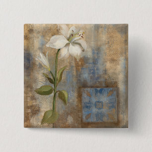 Bóton Quadrado 5.08cm Lírio e azulejo