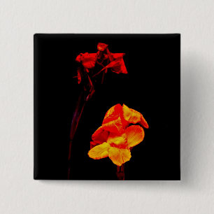 Bóton Quadrado 5.08cm Lírios de Canna no preto