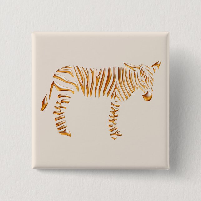 Bóton Quadrado 5.08cm Listra Dourada Zebra (Frente)