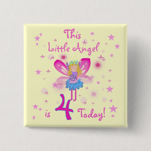 Bóton Quadrado 5.08cm Little Angel 4th Birthday T-shirts e presentes