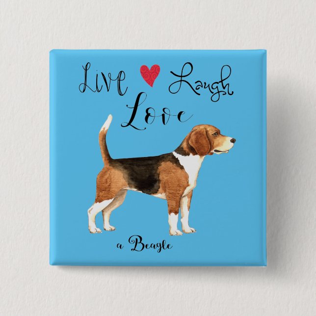 Bóton Quadrado 5.08cm Live Laugh Love a Beagle Button (Frente)