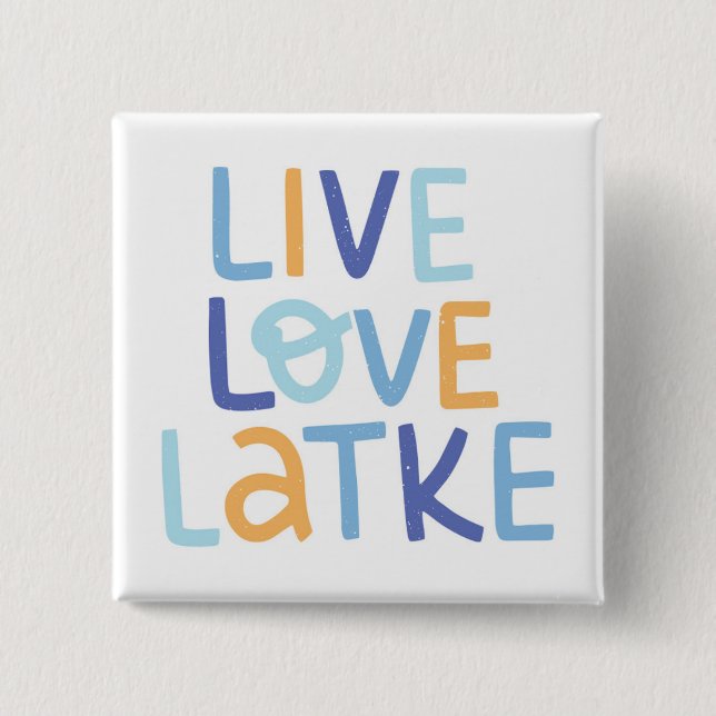 Bóton Quadrado 5.08cm Live Love Latke Hanukkah Design (Frente)