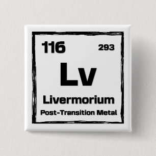 Bóton Quadrado 5.08cm Livermório (Lv) - Tabela Periódica dos Elementos